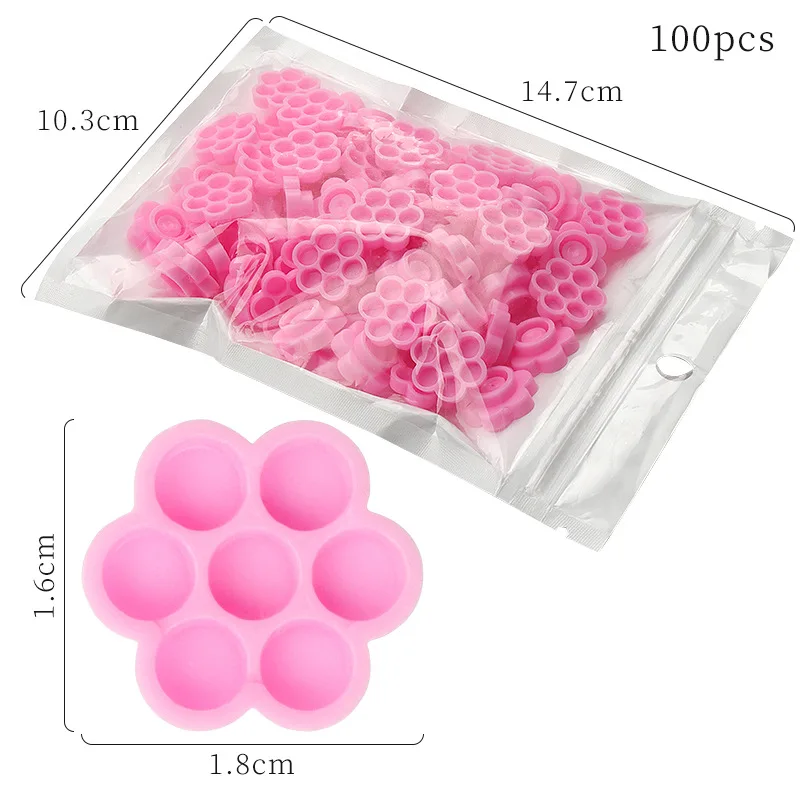 

Hot selling pink flower eyelash extension glue adhesive holder ring