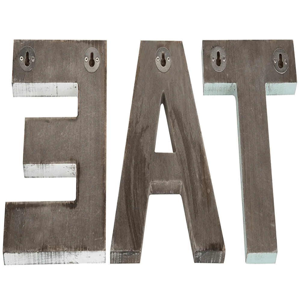 Rustic multicolor cutout EAT letters decor custom design hot selling wooden letter christmas decorations
