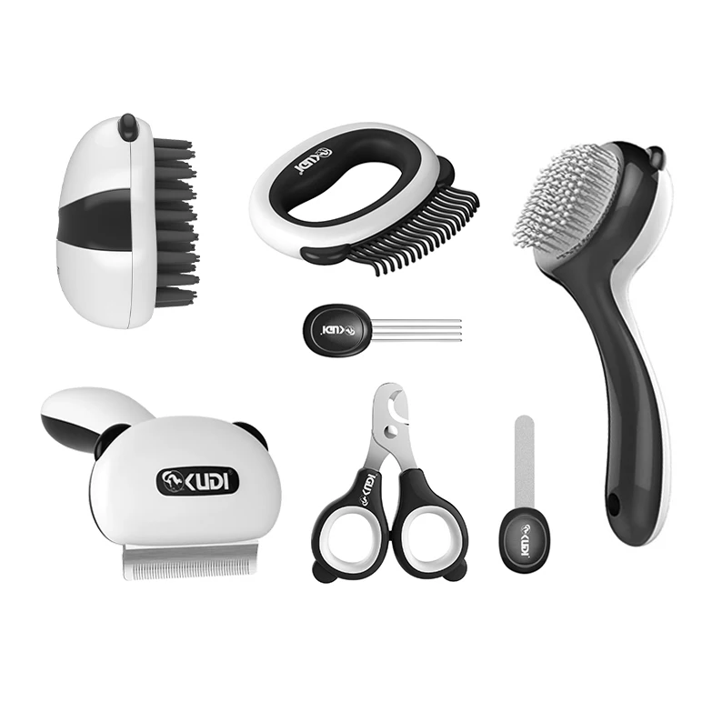 

Pet Grooming Set Deshedding Comb Slicker Massage Brush Nail Small Dog And Hair Kit, White and black or customized