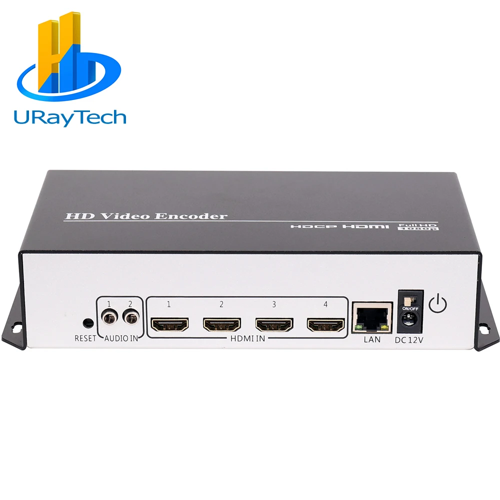 

URay Tech HEVC H.265 H.264 4 Channels HDMI To IP Video Stream Encoder For Live Streaming HD Video IPTV Encoder