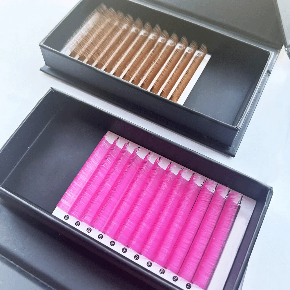 

wholesale soft fluffy individual 20mm mixed color eyelash extensions classic colorful lashes lash tray, Mix color