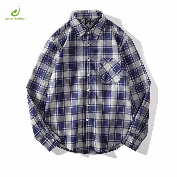 

Mens 100% cotton plain customized label plaid check wholesale long sleeve button up Polo shirt check shirts for men, Custom color