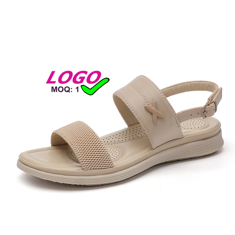 

Dropshipping Summer sandals buckle strap comfortable TPR outsole custom large size flat sandals