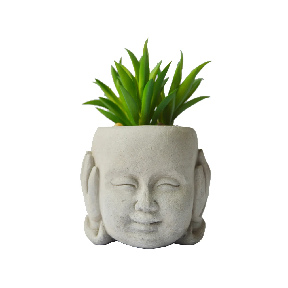 

new mini desktop buddha head concrete succulent Planter flower pot for sales from china vendor