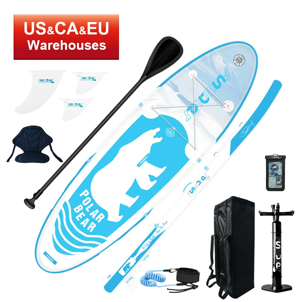 

FUNWATER Dropshipping Paddle board inflatable board inflatable water sports soft paddle board sup paddleboard surf surfboard, Blue