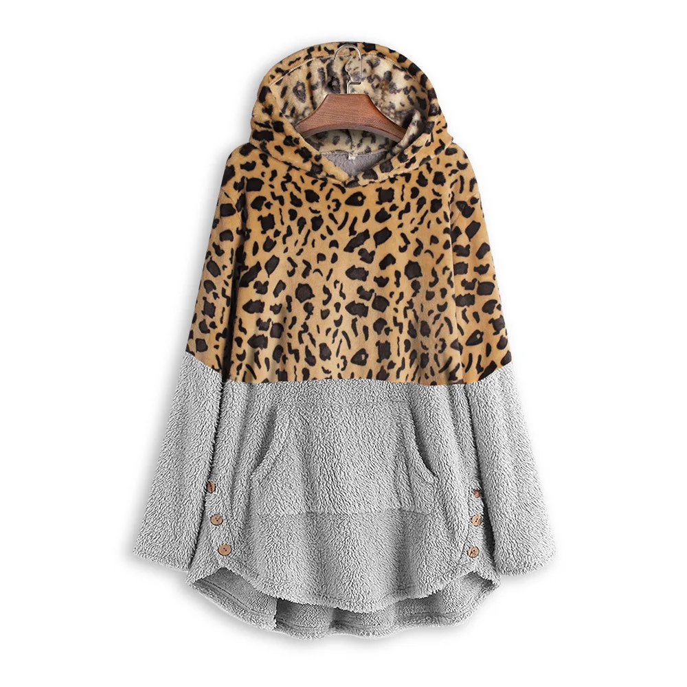 

Hot sale women's 2020 spring new arrival long-sleeved sweater leopard pattern stitching top