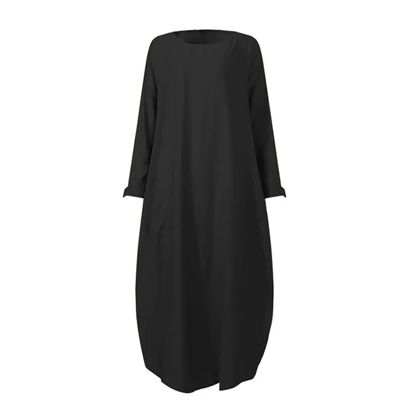 

UAE Dubai Long Sleeve Buttons Sundress Muslim Hijab Maxi Modest Clothing Women Islam Abaya Dress