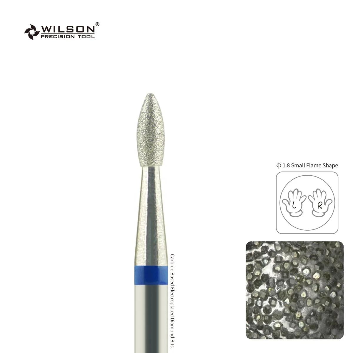 

RTS/1.8mm Small Flame Shape/ WILSON Remove Cuticle Electric nail drill diamond nail bit 3/32" Manicure diamond nail drill bit