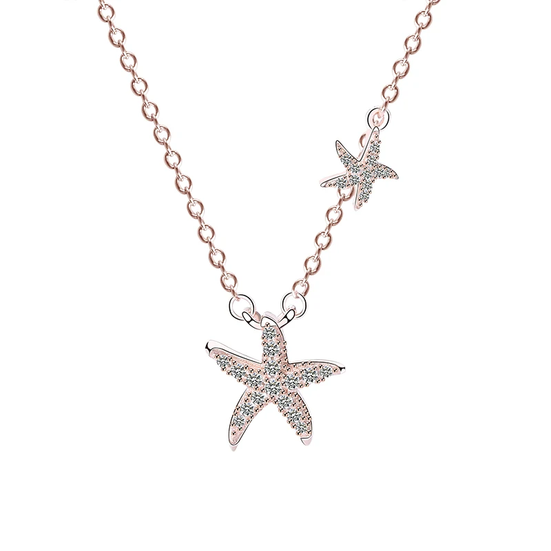 

S925 sterling silver new Korean version of diamond starfish necklace