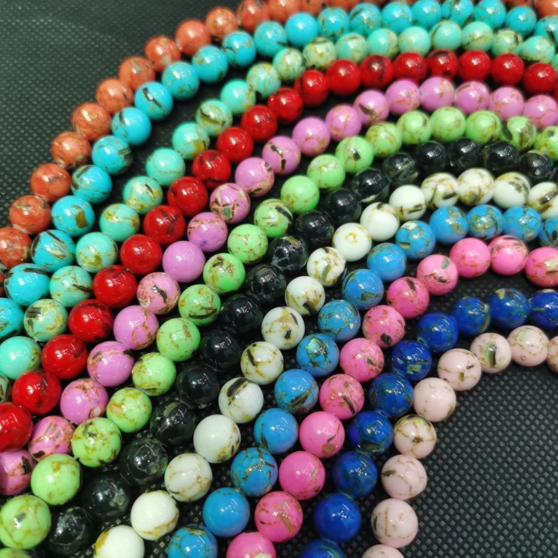 

Wholesale cheap high quality synthetic turquoise shell loose gemstone diy jewelry round beads