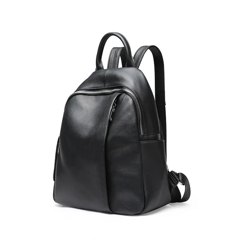 

Large Black Rucksack Bag Back Pack Purse Ladies Top Grain Cow Leather Backpack