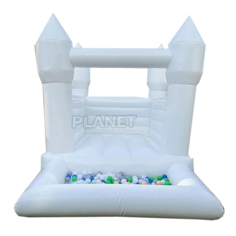 

Mini Toddle Jumping Inflatable Bouncer Jumper White Wedding Bounce House With Ball Pit For Party Rental