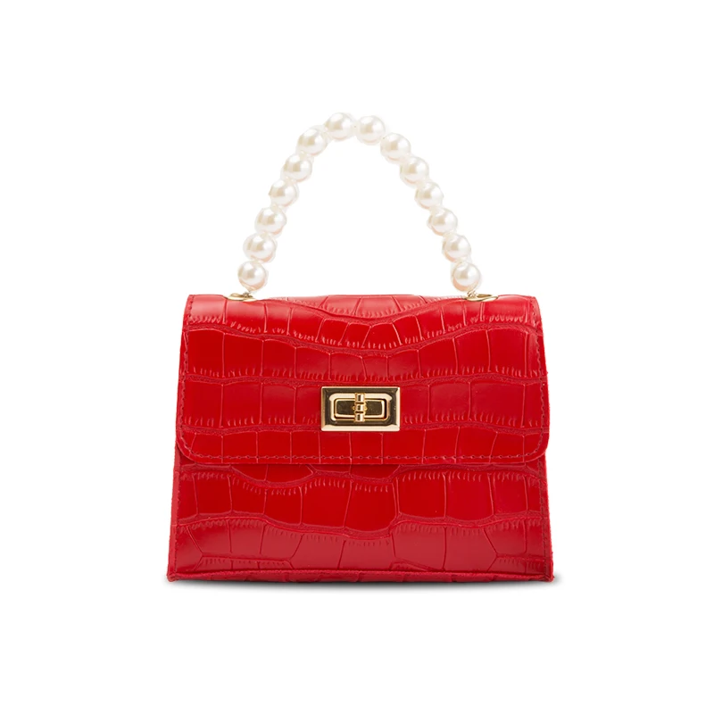 

Crocodile Grain Pearl Ladies Handbags Unique Chain Bag Jelly Hand Bags, Red,pink,yellow,caramel,black