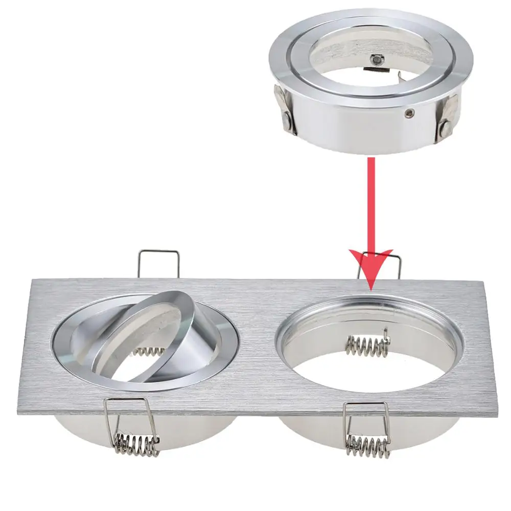 
New Arrival Double Head GU10 Ring Spotlight Recessed Led Downlgiht Casing Mr16 Spot Light Holder Frame 