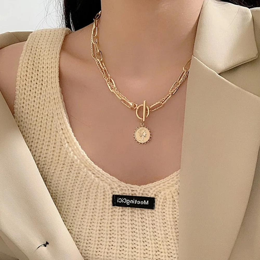 

Bijoux bijoux femm collier schmuck kolye ketting lock necklace minimalist jewelry statement necklace ornaments pendant necklace, Gold/silver