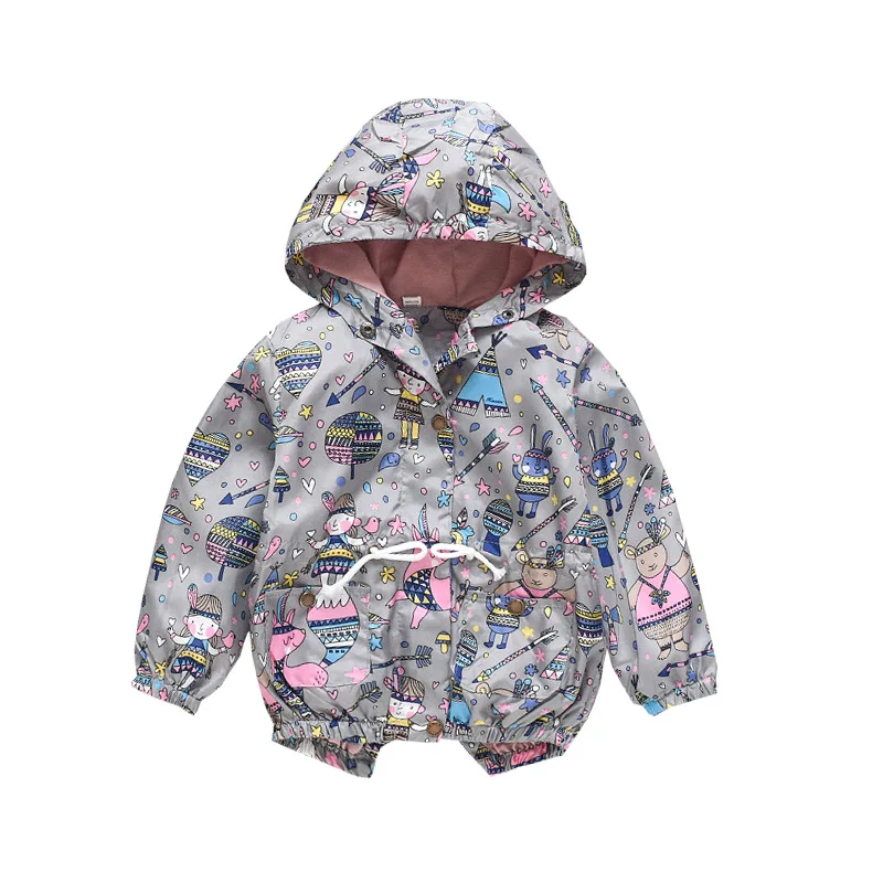

Autumn Boys Birds Graffiti Girls Printed Jackets Children Windbreaker