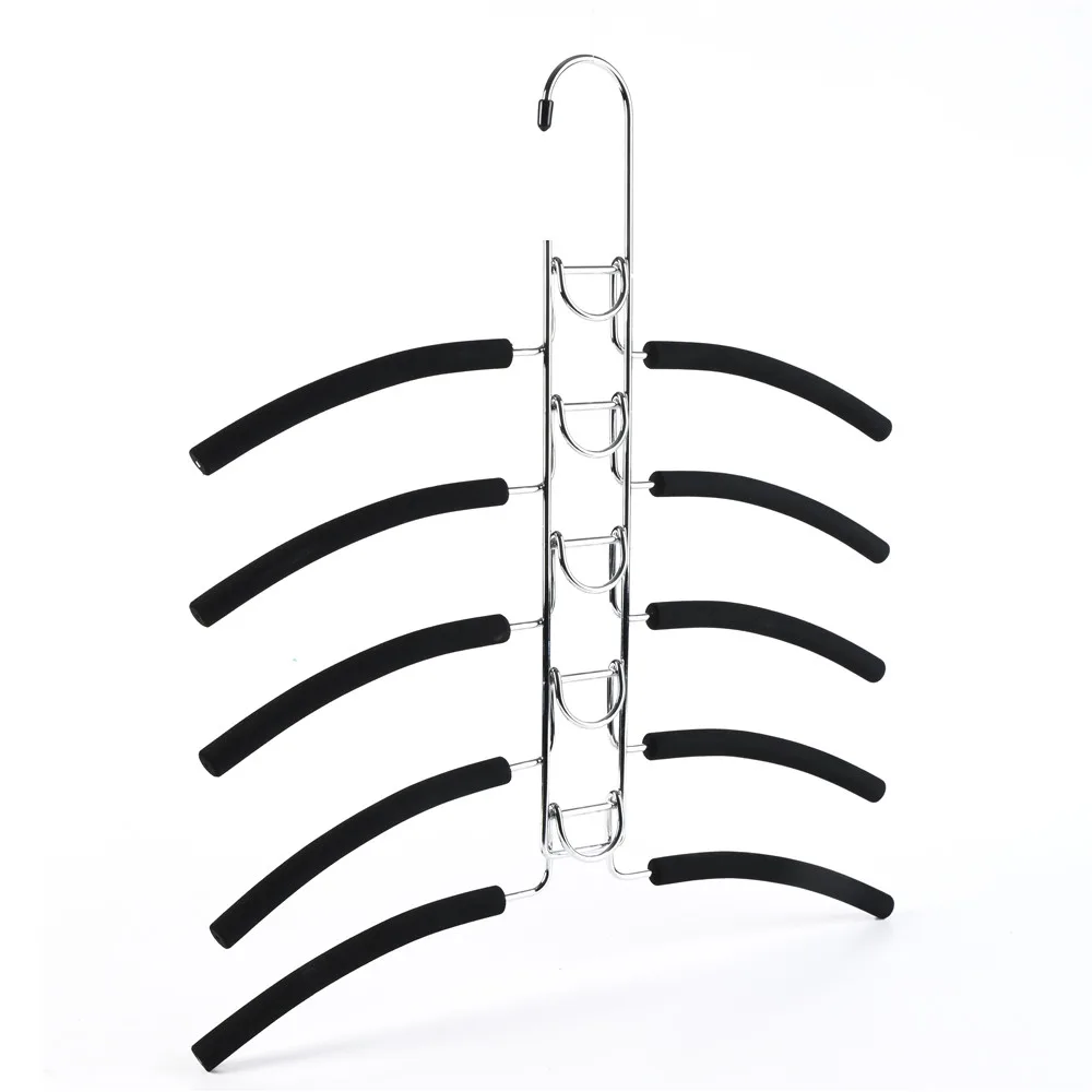 

Multi-Layers Stackable Space Saver Hangers Non Slip Black Foam Metal Shirt Coat Jacket, Chrome plated and black foam