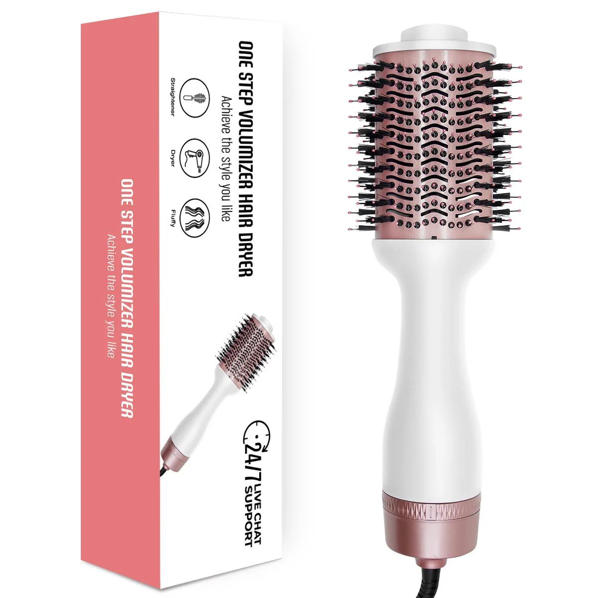 

Customizable color logo 4 in 1 Styler Volumizer One-Step Hot Air Hair Blow Dryer Straightener Brush