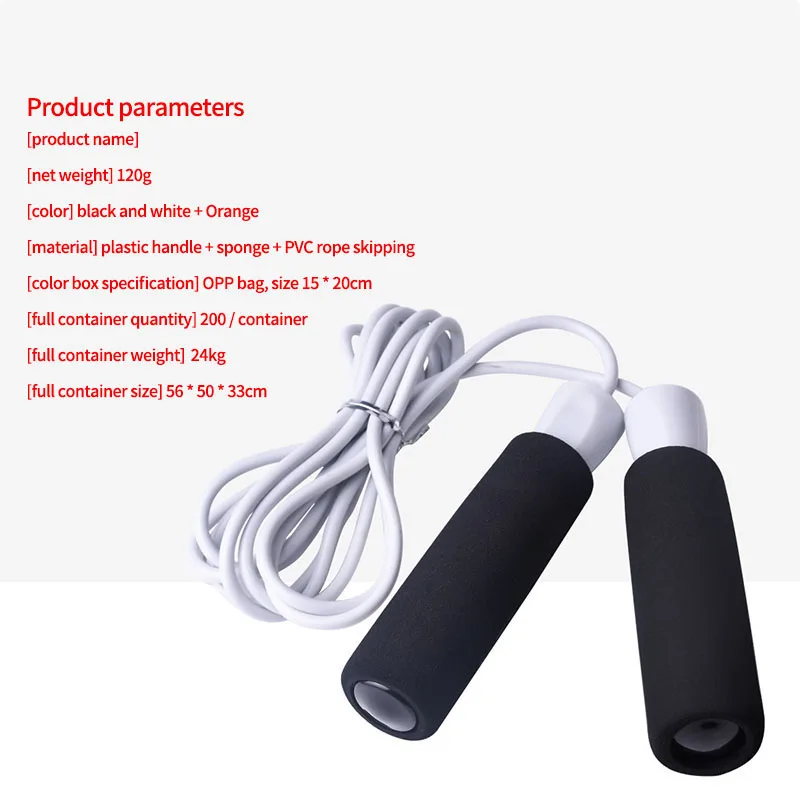 

Wholesale fitness PVC jump rope speed control ball bearing handle aerobic exercise jumprope jump rope digital weighted crossrope, Black and white + orange