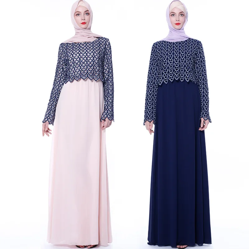 

LSY206 lace hijab dress chiffon Muslim Maxi Dress Islamic Clothing Fashion Kimono Arabic Style Dubai Muslim Abaya, Pic