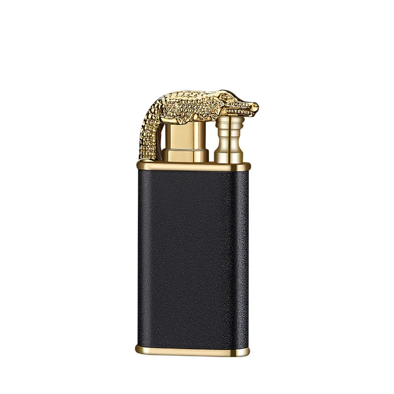 

Creativity Frosted Crocodile Butane Lighter Two Kind Flame Gas Cigarette Lighter Custom logo, Black,blue,golden,