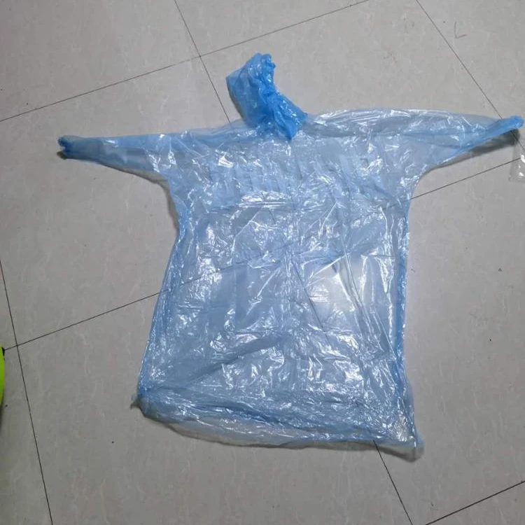 
large amount stock PE Raincoat with elastic Cuff and hood 