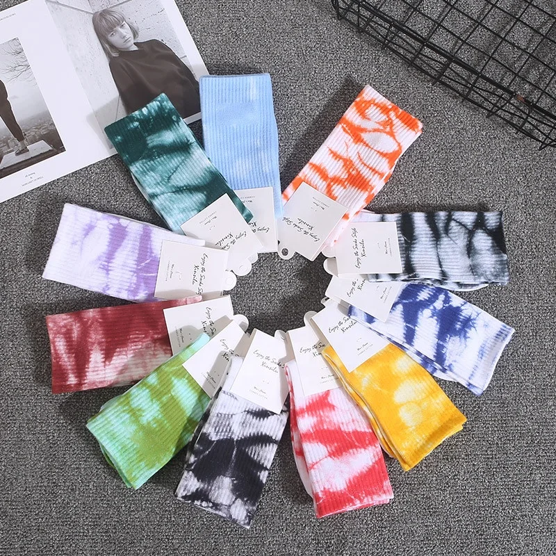 

long tube tie-dye checkmark color letter big hook socks basketball sports socks solid color couple high tube socks, Black