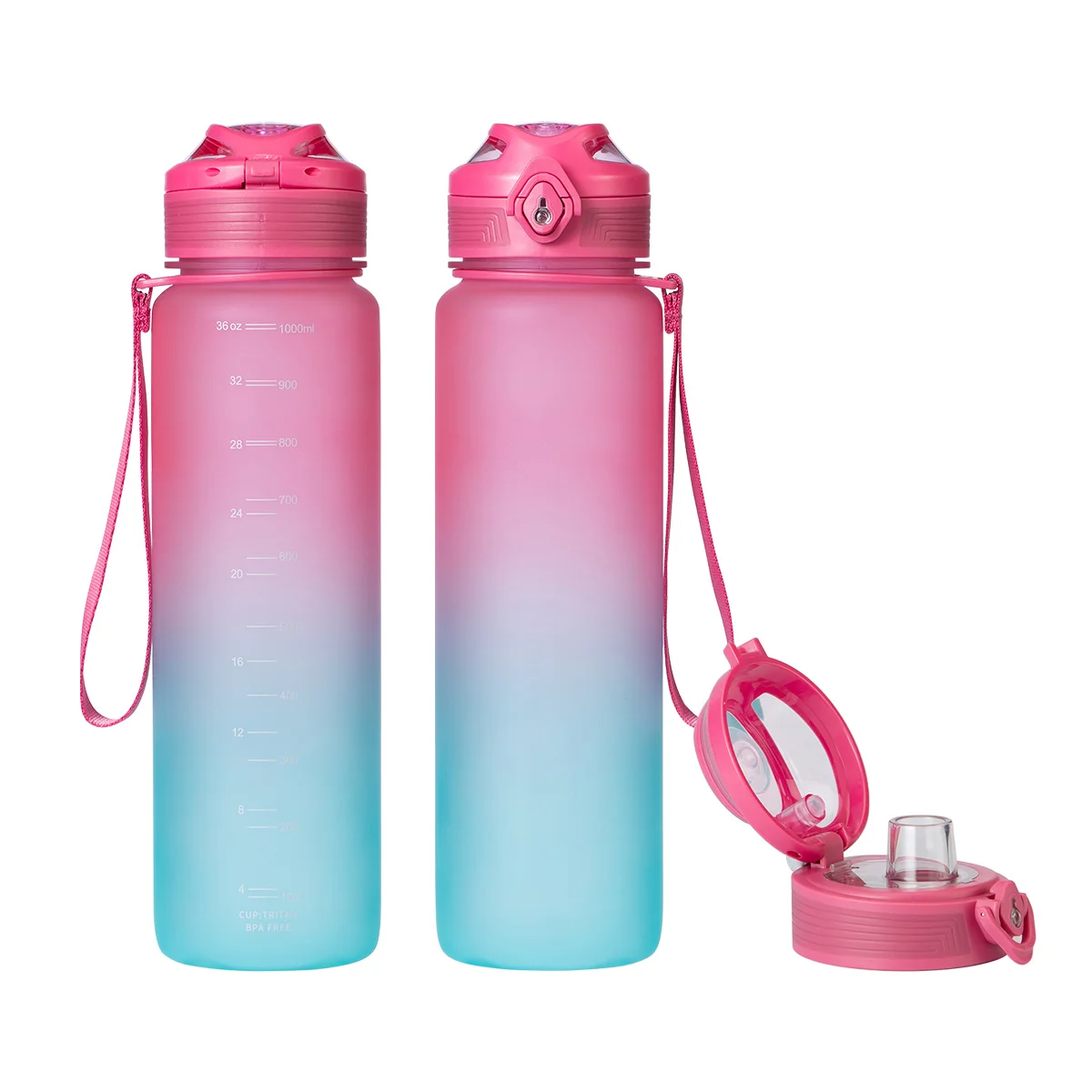 

Leakproof BPA Free 1 litre Stylish Drinking Water Bottle Tritan With Scale Design For Fitness and Outdoor Enthusiasts, Gradient