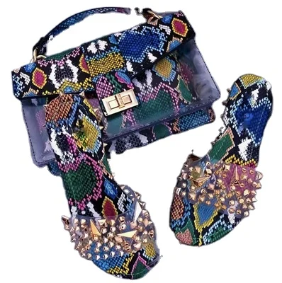 

Fashion Set Sandals Ladies Purses Slippers Jelly Handbag Set Matching Fox Fur Shoes And Purse