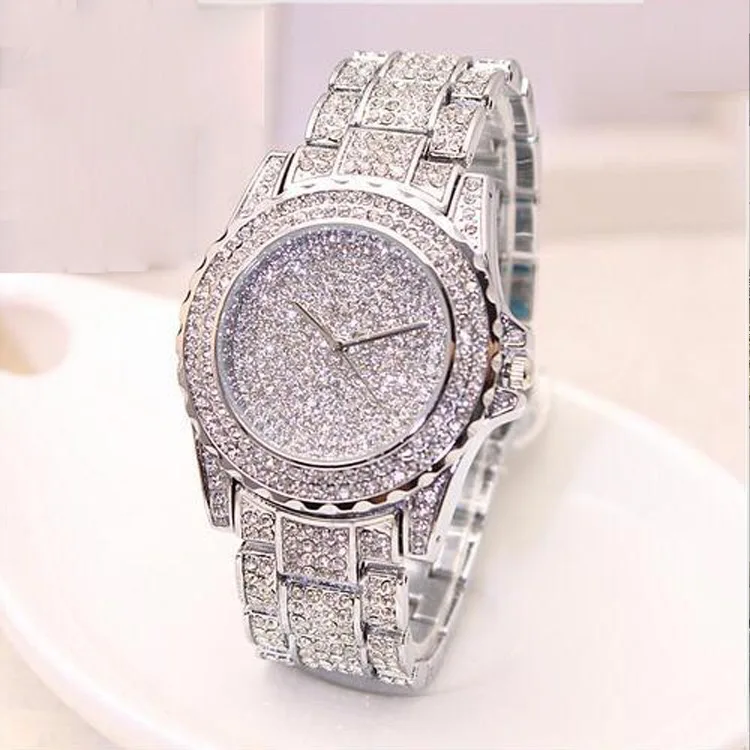 

Top Brand Luxury Bling Quartz Watch Relojes Hip Hop Gold Full Diamond Iced Out Watch