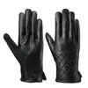 Best Cute Quilted Cuff Sheepskin Leather Gloves Winter Black Touchscreen Gloves For Ladies
