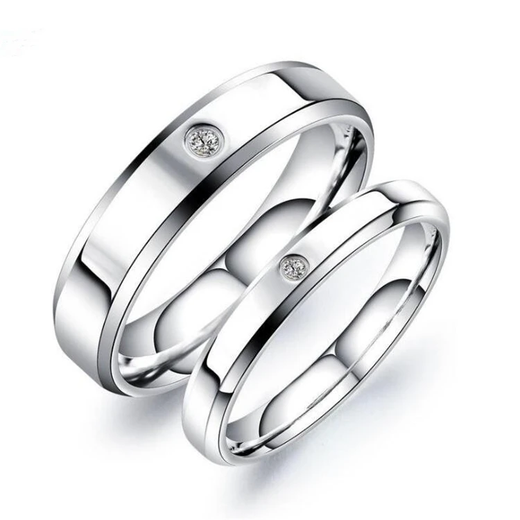 

Customized Stainless Steel Engagement Ring Memorable Silver Couples Wedding Rings