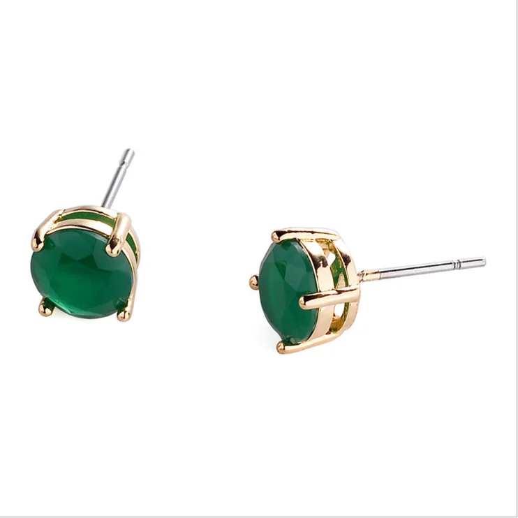 

Amazon hot sale nice price High Quality fashion popular Emerald Gold Plated Stud Jewelry for women