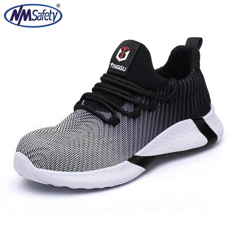 

NMSafety Flying Mesh Steel Toe Safety Shoes Men Breathable Puncture-Proof Non-smashing Footwear Protective Safety Boots