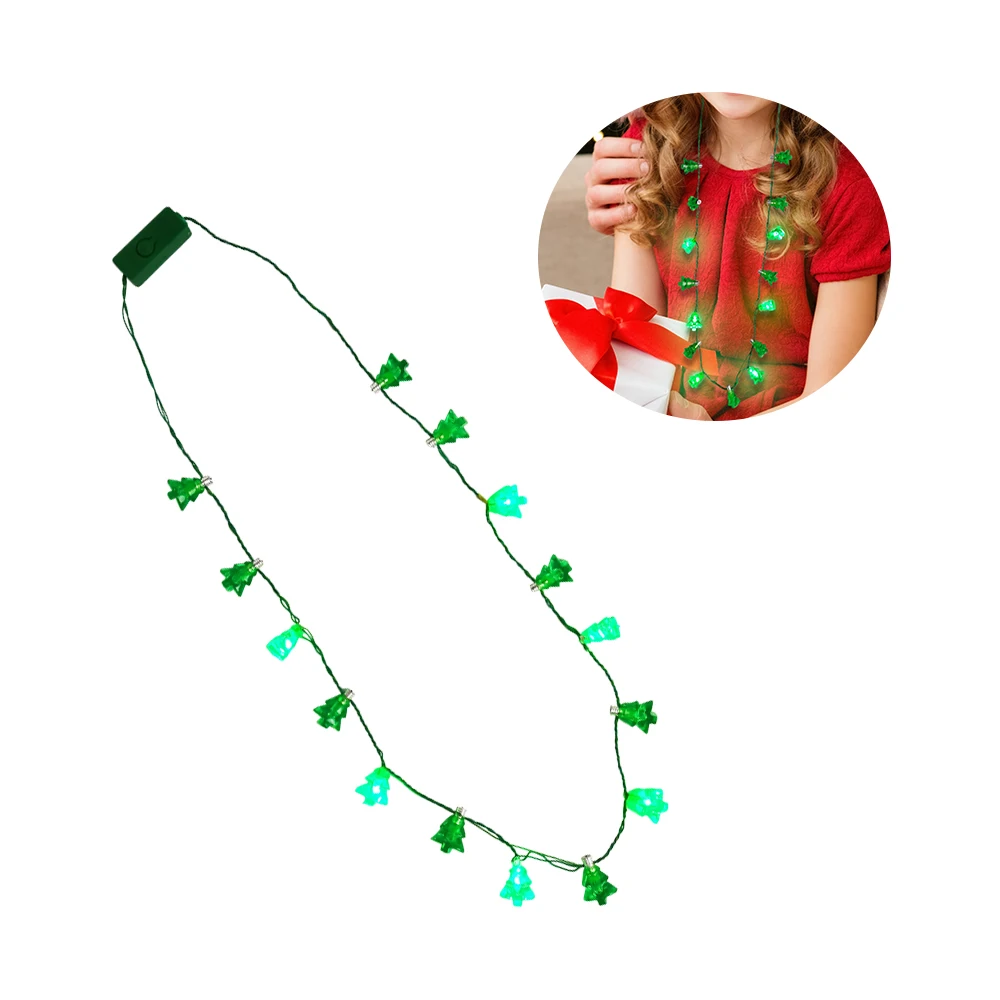

Custom Blinking Kids Party Supplies Led Light Up Flashing Christmas Tree Necklace