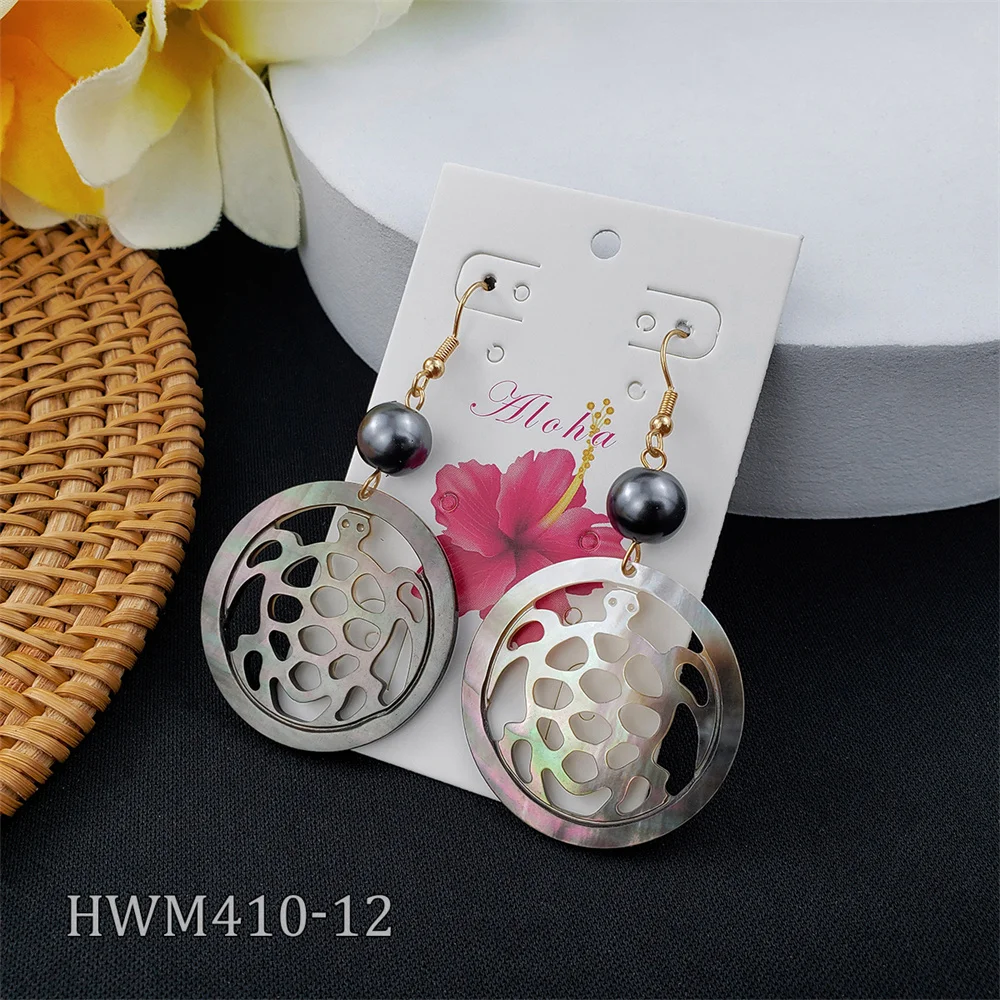 

2021 hawaii earrings for women Abalone earring wave , pinapple ,tribal ,turtle , monester leaf earrings for women