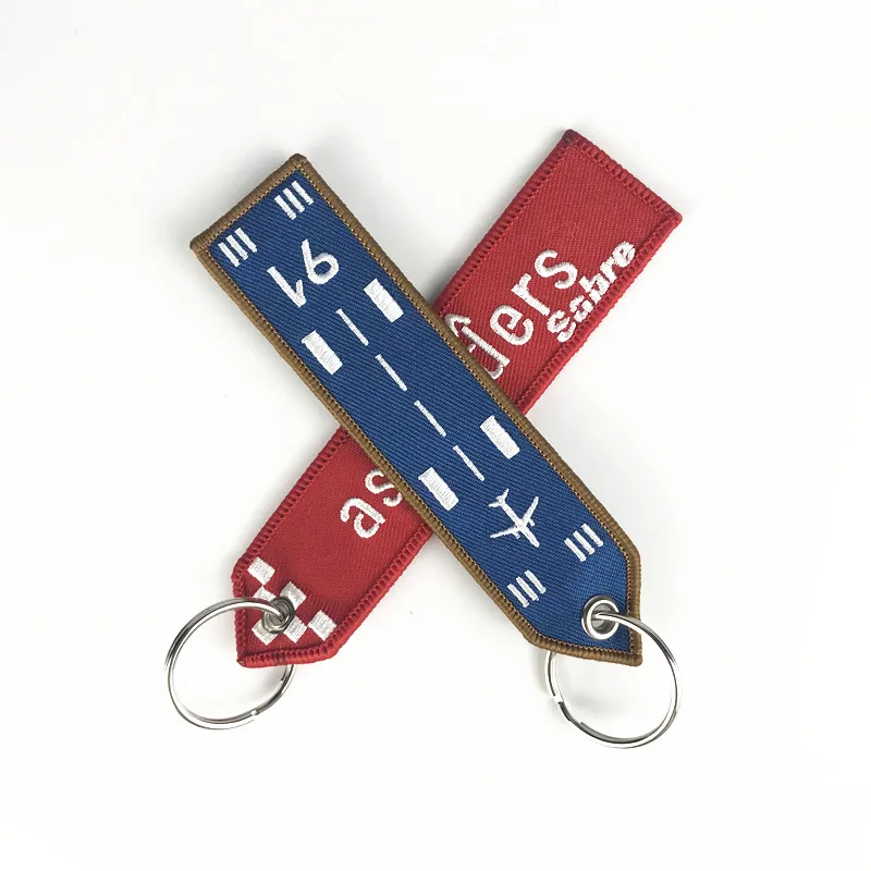 Fashion Design Fabric Embroidered Keytag Woven Keychain Patch Cheap