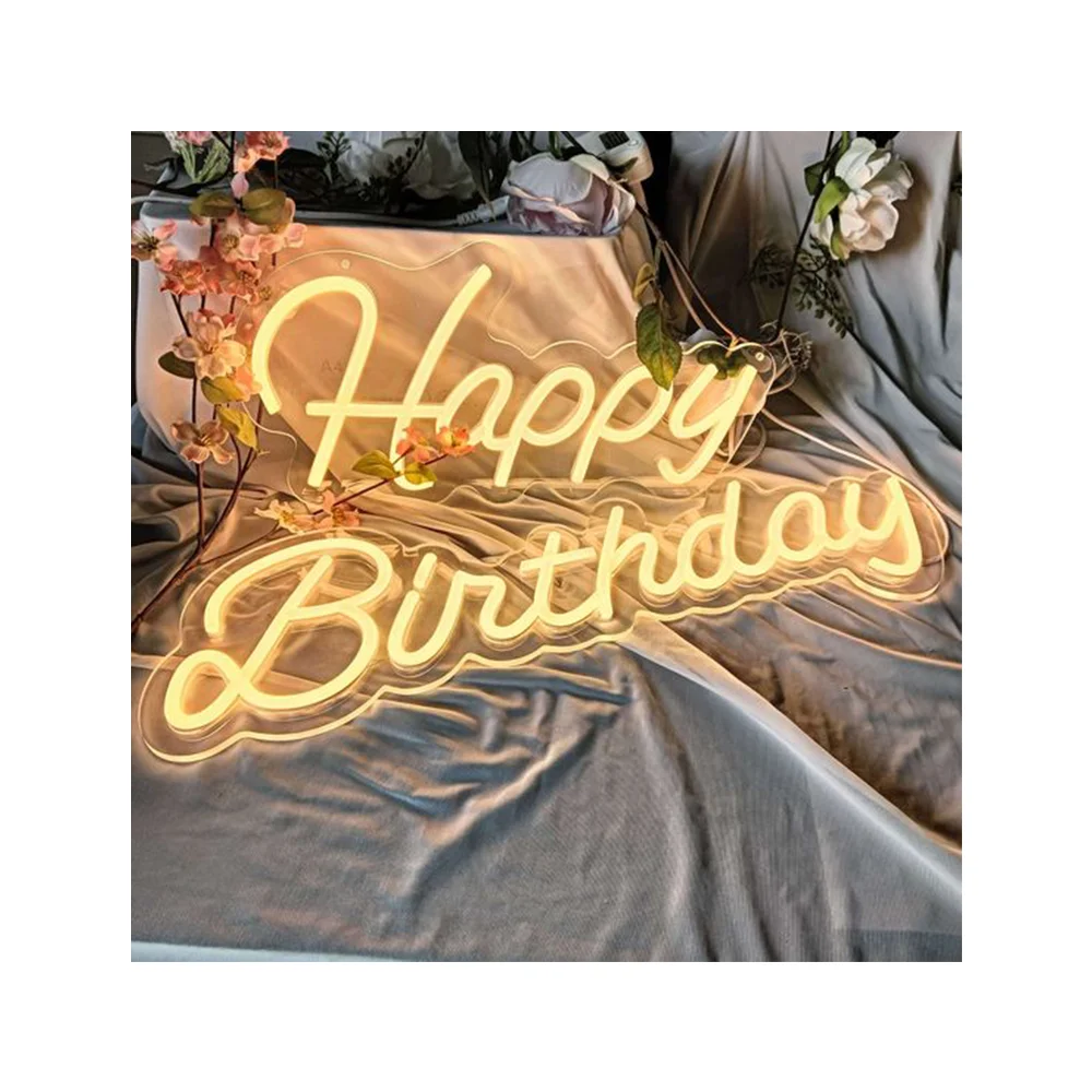 Winbo Happy Birthday Neon Signs Led Signs Neon for Birthday Party Supplies Decorations Neon Sign Custom Neon Lights