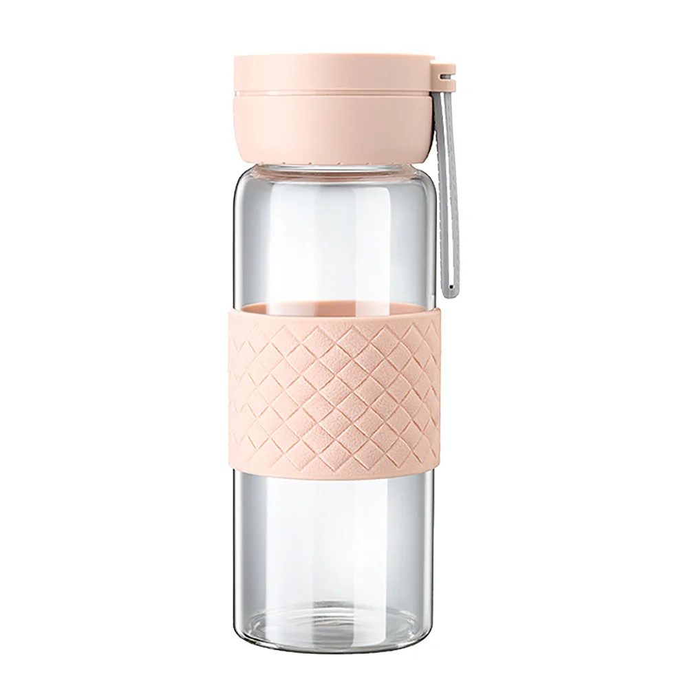 

Eco-Friendly Leakproof 420ml Food Grade Cute Reusable Drinking Tea Borosilicate Glass Bottle With Protective Sleeve