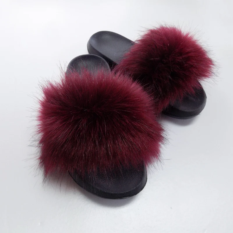 

Fashion Design Sliders faux Fox Fur Slippers