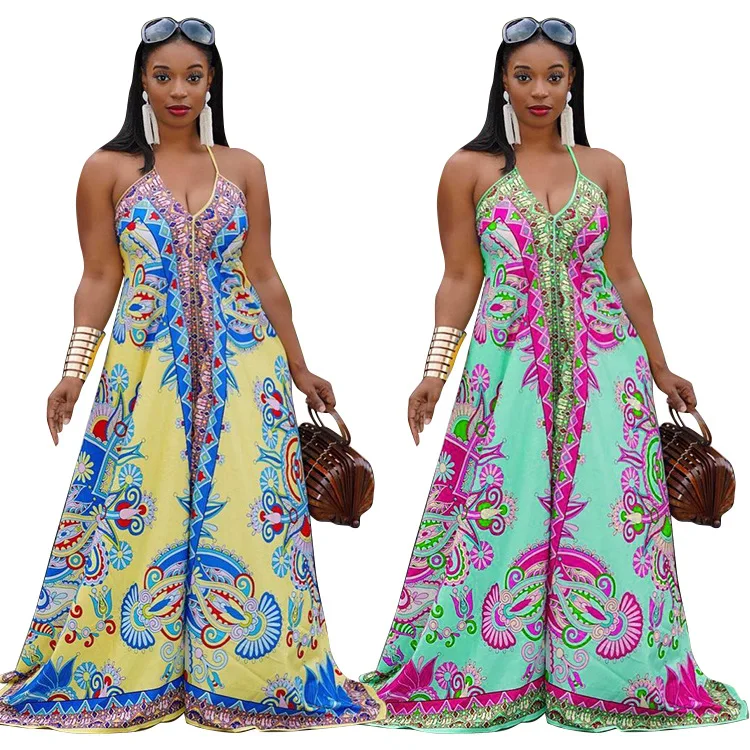 

Latest Design Fall Plus Size Women Clothing Loose Spaghetti Strap Rompers Floral Printed Wide-leg Jumpsuit, Picture