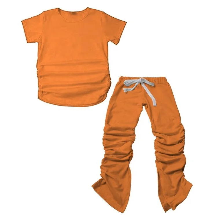 

RTS 40 Colors Fall Kid Stacked Pants Baby Girls Clothing Sets Sportswear Joggers Outfit Sweatpants Leggings Mommy And Me Outfits, Requirement