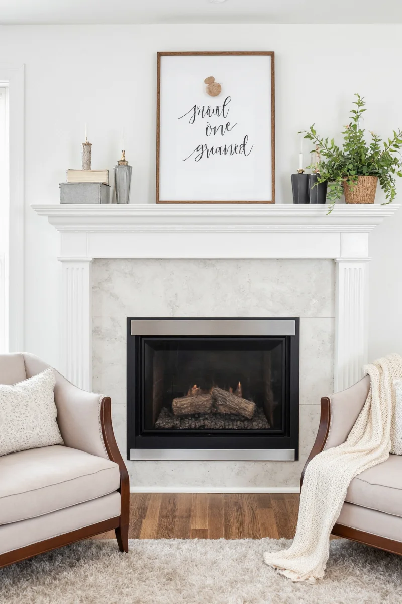 Fireplace mantel before painting