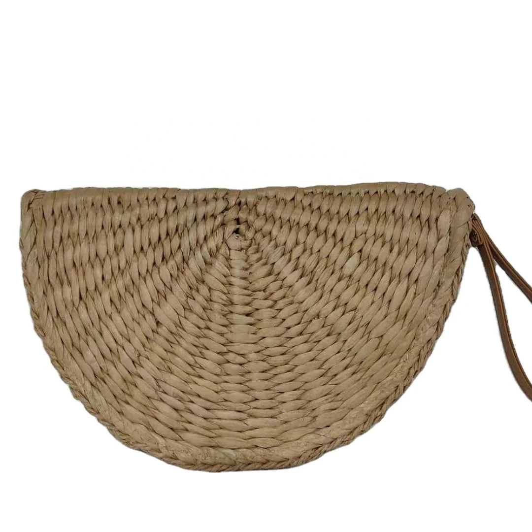 

ELLYSON 2021 Semi-Circular Clutch Bag Wheatgrass Summer Straw Bag