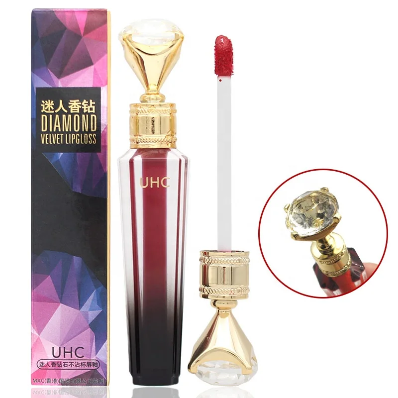 

Ready to ship waterproof matte lip gloss tube with diamond top container