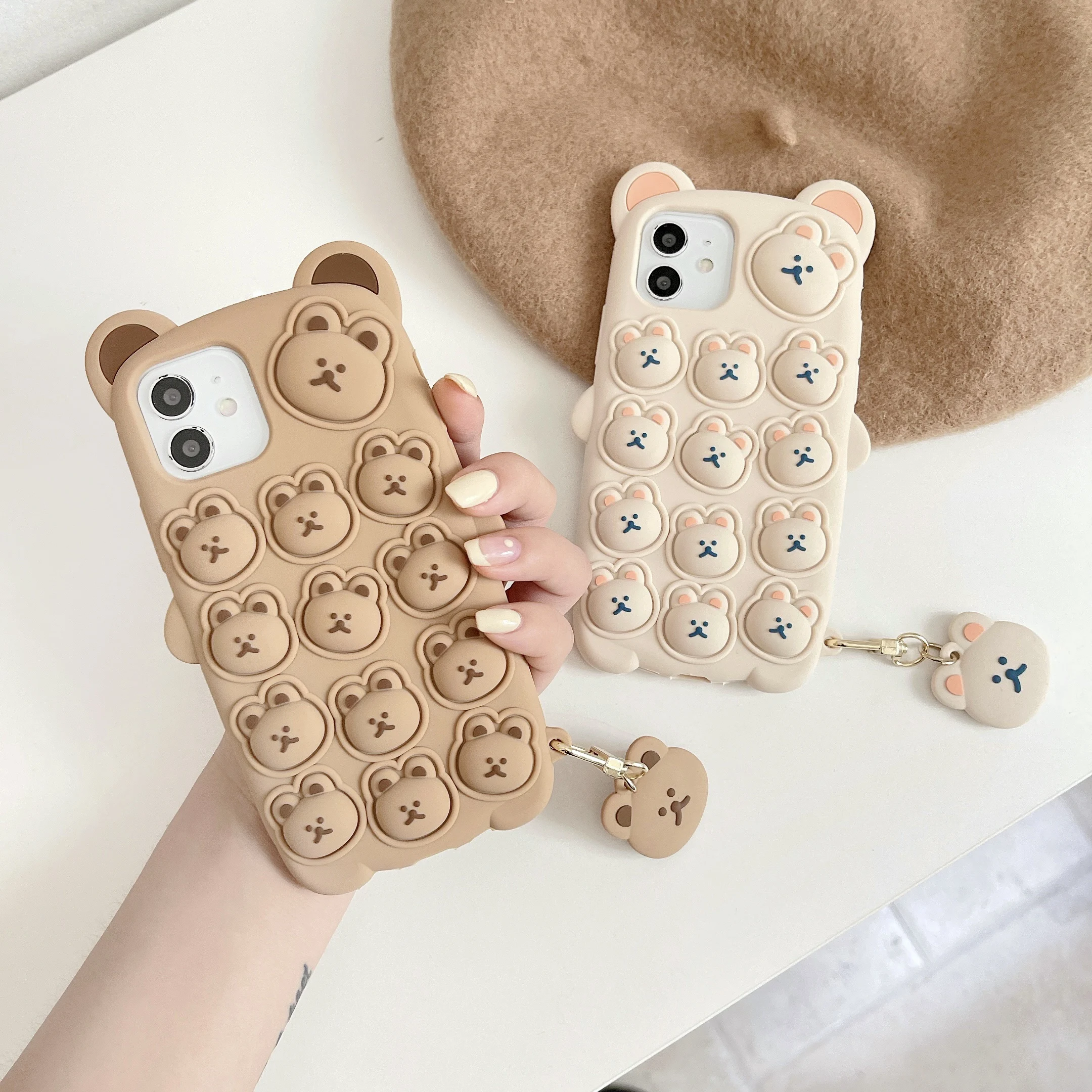 

3D Cute Cartoon Bear Phone Case For iPhone 13 12 11 Pro Max X 7 8 Plus Cover