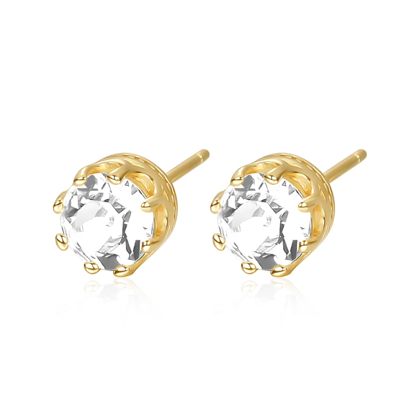 

Minimalist 925 sterling silver round zircon fashion jewelry statement stud earrings women girls