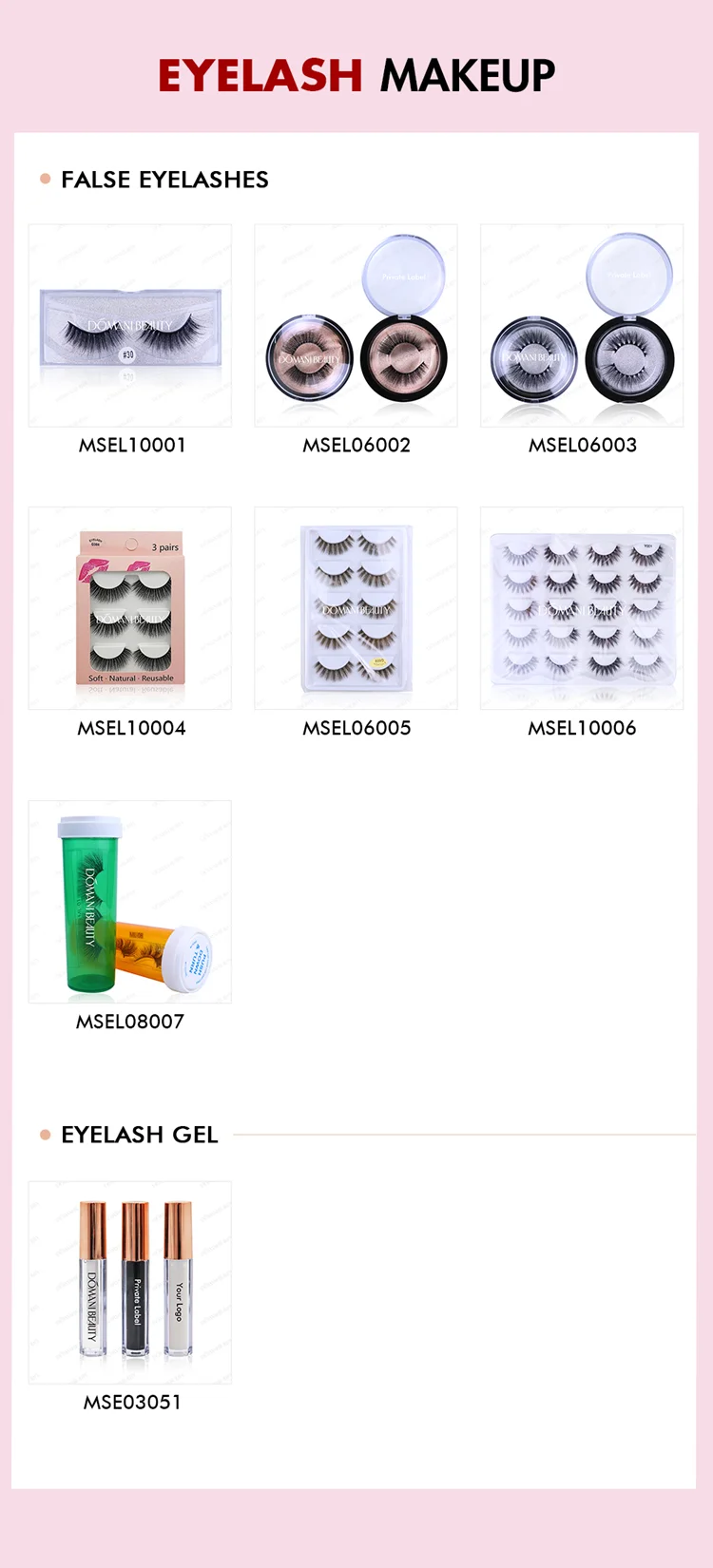OEM Wholesales Best 3 Color Vegan mini Waterproof Custom Private Label False Eye Lashes Eyelashes Strip Adhesive Glue