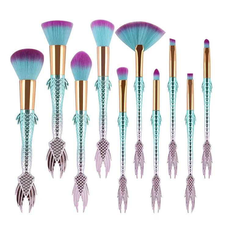 

wholesale makeup brushes vendor high quality 10pcs makeup brushes logo, Colorful