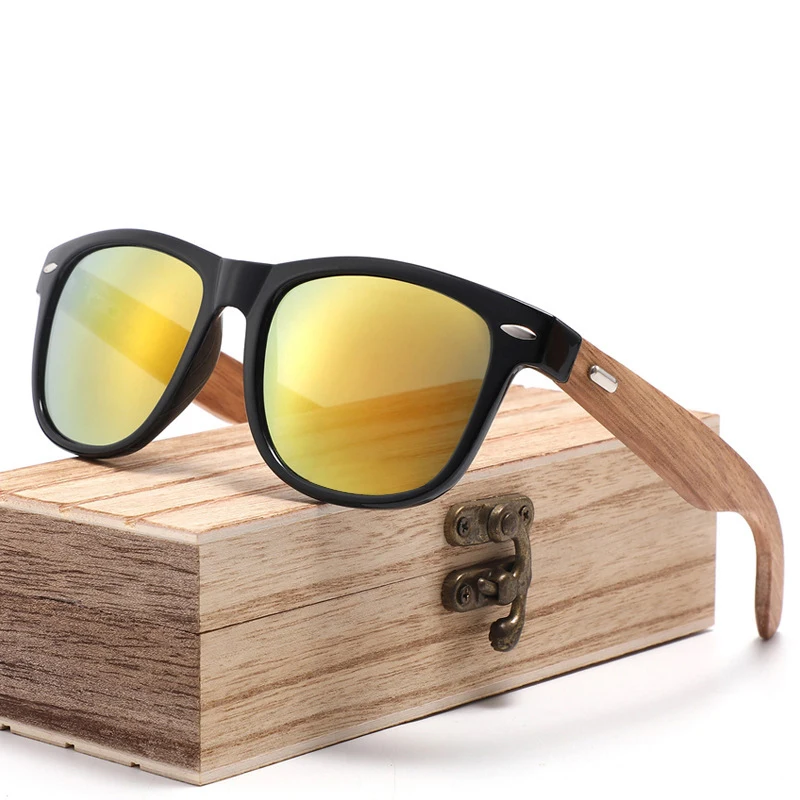

VIFF HW1004 new arrival stylish custom logo sun glasses frame walnut wood pattern temple recycled sunglasses